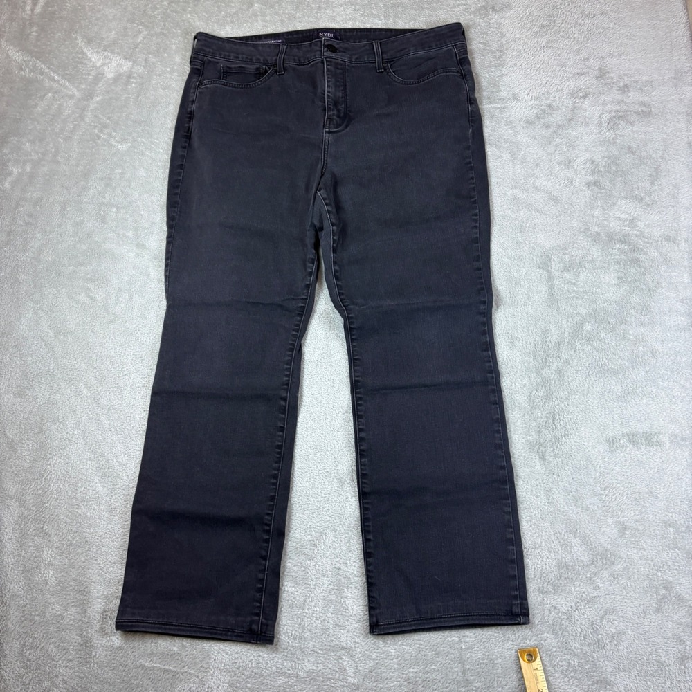 NYDJ Jeans Women 16 (Fits 36x28) Marilyn Straight Leg Black‎ Stretch Lift Tuck